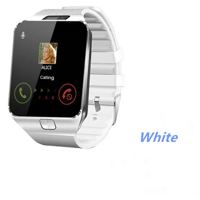 White Умные часы с сенсорным экраном DZ09 высокопиксельное bluetooth-соединение для совершения звонков SIM GSM для Ios Android телефон поддерживает мульти-лангу - Цвет: White