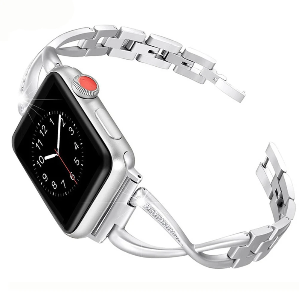 Ремешок для apple watch Band apple watch 5 4 3 band 44 мм 40 мм алмаз 316 нержавеющая сталь Iwatch 42 мм/38 мм браслет ремешок для часов