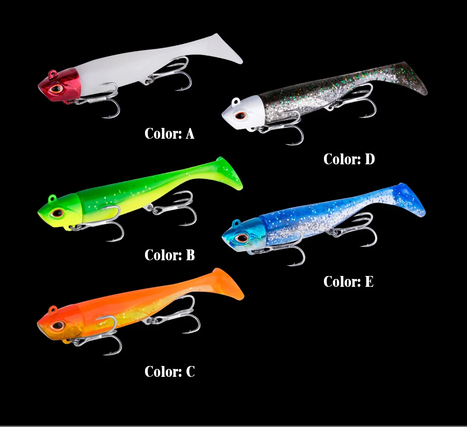 Goture 5 шт./компл. для рыбалки, мягкие блесны на удочку Jig Head 18g 26,4 г Minnow силиконовый приманка Воблер для ловли карпа для морской воды пресная вода Swimbait