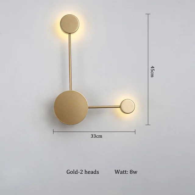 Современный настенный светильник в скандинавском стиле, прикроватный настенный светильник для гостиной, спальни, черный, золотой, белый, домашний декор для детской комнаты, Wandlamp ac220в - Цвет абажура: Gold -2 Heads
