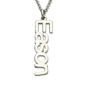 

AILIN Unique Vertical Name Necklace Personalized Nameplate Necklace Sterling Silver Vertical Charm Special Name Jewelry