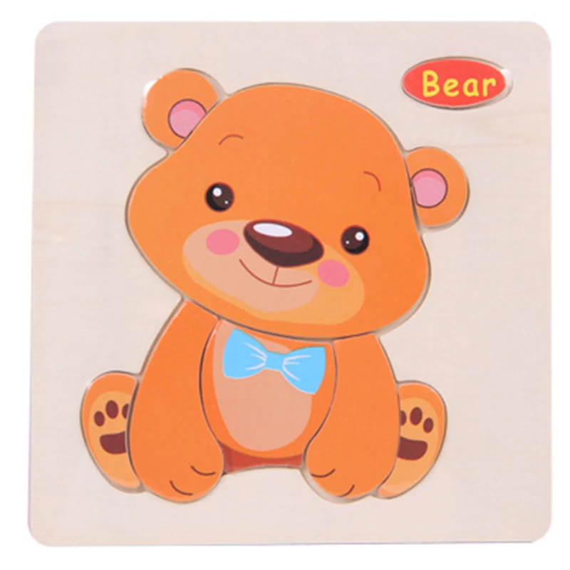 Baby Toys Wooden 3d Puzzle Cute Cartoon Animal Intelligence Kids ...