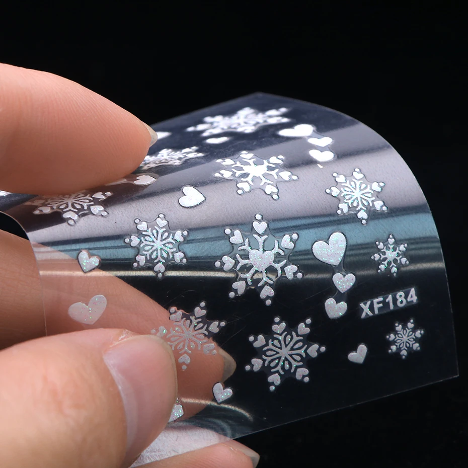 1 лист Рождество Снежинка стикеры 3D на ногти Nail Art прекрасный кот наклейки украшения рукоделие Маникюр Красота талисманы ногтей ползунки LAXF249-1