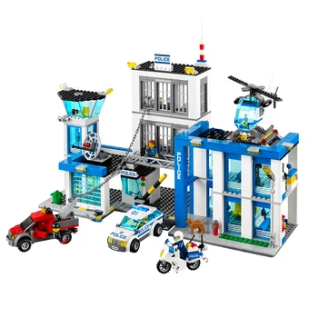 

Bela 10424 City Police Station Model Building Bricks Kits Compatible 60047 Motorbike Helicopter Policeman Educational Toys