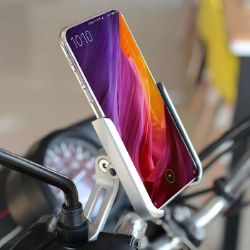 

Aluminum Alloy Phone Holder GPS Navigation Support Fixed Frame Bracket Phone Holder Mount for Motorcycle Rear View Mirror A30