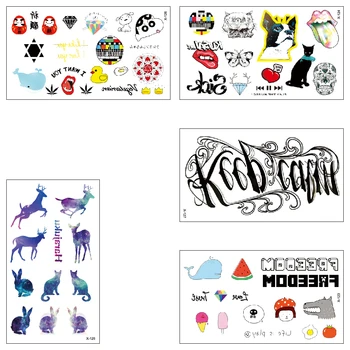 

Temporary tattoo water transfer Deer text cartoon pattern stickers Kid boy girl beautiful makeups cute popular body art X123-127