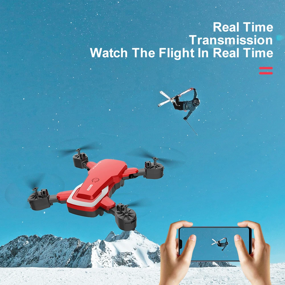 F85 Drone 4K HD Camera WIFI FPV 1080P Dual Camera Follow Me Foldable Quadcopter Red and Black RC Drone Long Battery Life Toy