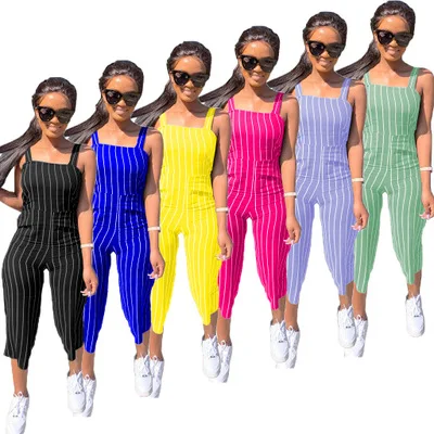

Sexy Sexy Striped Rompers Womens Jumpsuit 2020 Summer Clother Sleeveless Overalls One Piece Outfits Spaghetti Strap Playsuit