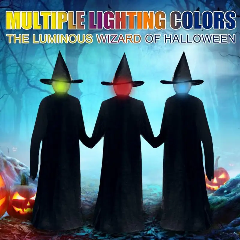 1 Pc Halloween Flying Wizard Cloak Decoration RGB LED Glow Festival Horror Sound Party Atmosphere Ghost Props Home Garden Decor |