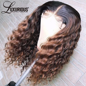 

13x6 Curly Ombre Honey Blonde Brown Lace Front Human Hair Wigs Brazilian Remy Closure Wig Highlight 360 Lace Frontal Wig
