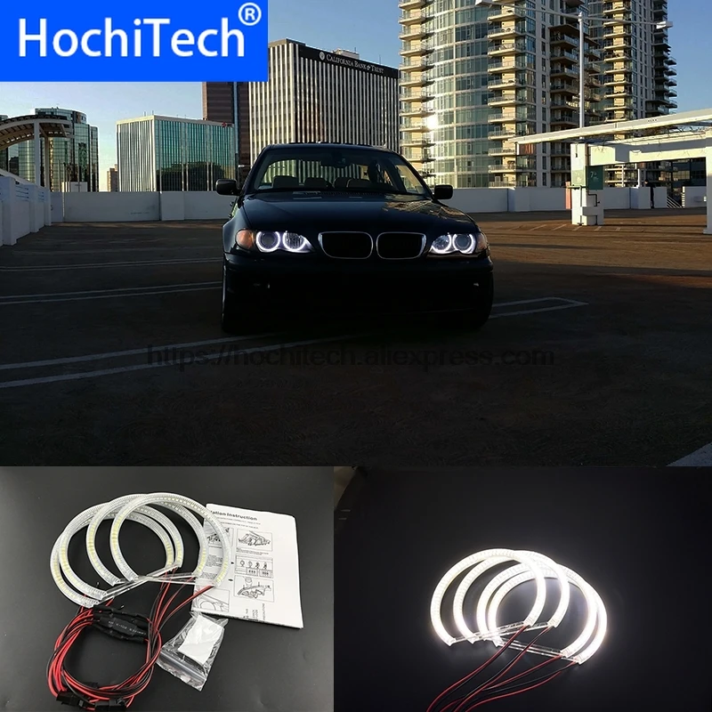

HochiTech ультра яркий Белый Halo светильник автомобиля smd светодиодный Ангельские глазки гало кольца комплект для BMW 1998-2005 E46 седан универсал с проекторами