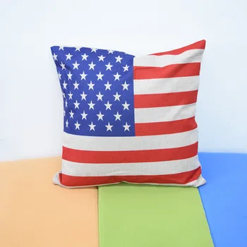 

America Flag Square Pillowcases Cotton Linen Throw Pillow Case European Style Cushion Case Cover Home Decor Office Pillow Case