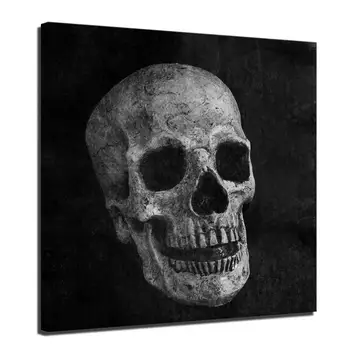 

Halloween Day of Dead Skull Canvas Wall Art Abstract Black and White Skull Picture Print Home Decor for Living Room Contemporary
