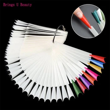 

50pcs Stiletto Nail Tips Fan Transparent Natural/Clear Fake Nail Tips for Nail Gel Practice Display Design Tools