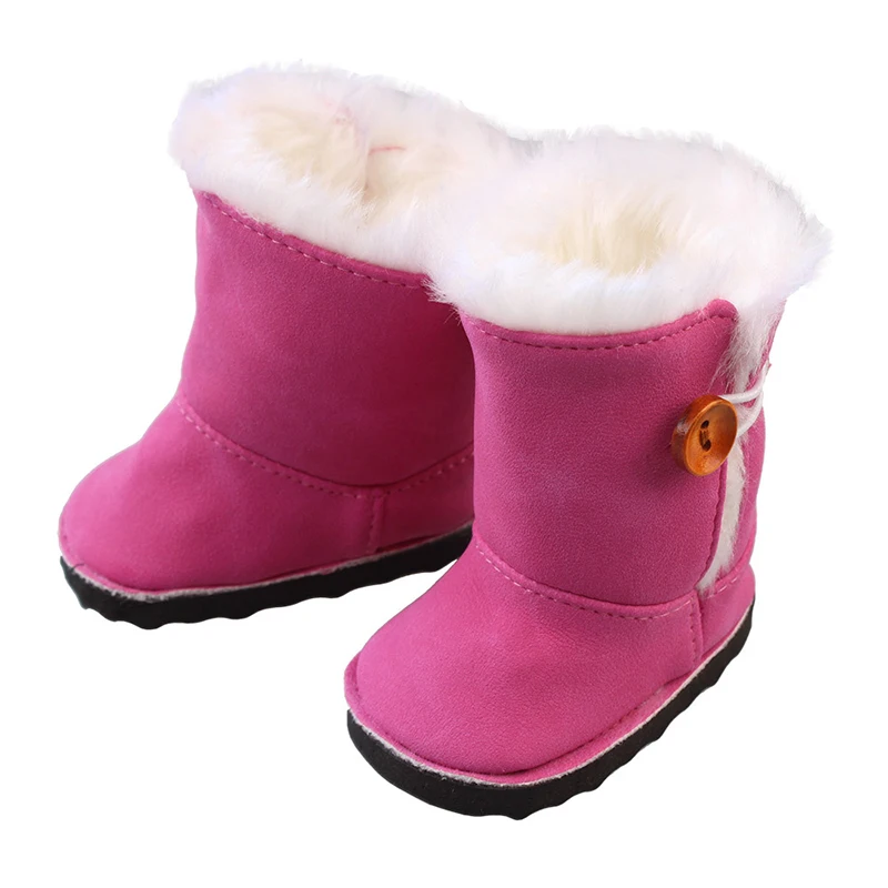 Модная кукольная обувь розовые плюшевые зимние ботинки на молнии с бантом для ребенка 43 см и 18 дюймов американские куклы игрушки Аксессуары Рождественский подарок - Цвет: 7