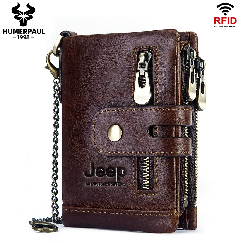 Men Wallet Card-Holder Coin-Purse PORTFOLIO HUMERPAUL Genuine-Leather Vintage Small Mini
