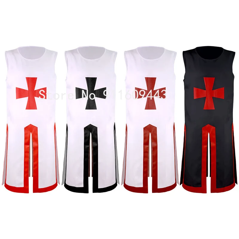 XXXXL XXXL Mens Medieval Crusader Knights Templar Tunic Costumes Renaissance Halloween Surcoat Warrior Plague Cloak Cosplay Top |