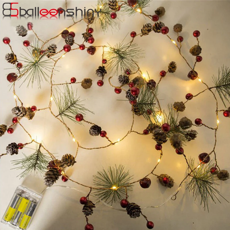 

BalleenShiny 2M Christmas Pine Cone LED Light String Copper Lights For Xmas Tree Party Ceremony Decoration Rotated Pendant