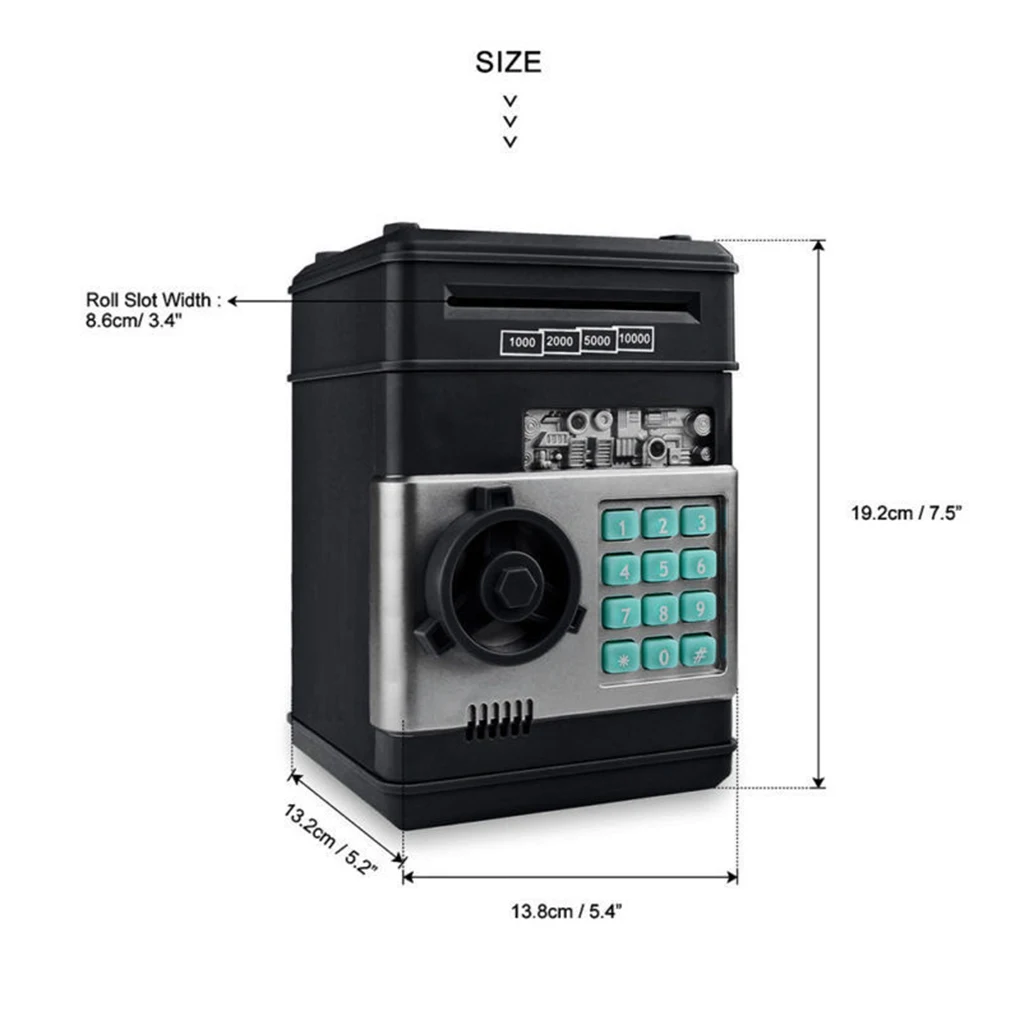 Electronic Piggy Bank ATM Password Money Box Cash Coins Saving Box ATM Bank Safe Box Automatic Deposit Banknote Christmas Gift