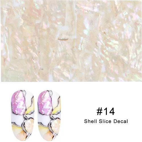 1Pc 3D Pearl Nails Polish Foils Glimmer Abalone Shell Pattern Nail Stickers Wraps Marble Mermaid DIY Nail Art Decoration - Цвет: 14