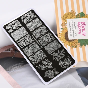 

Beauty BigBang Nail Stamping Plates XL-022 Butterfly Sunflower Dandelion Leaves Image Stainless Steel Stencil Nail Art Template