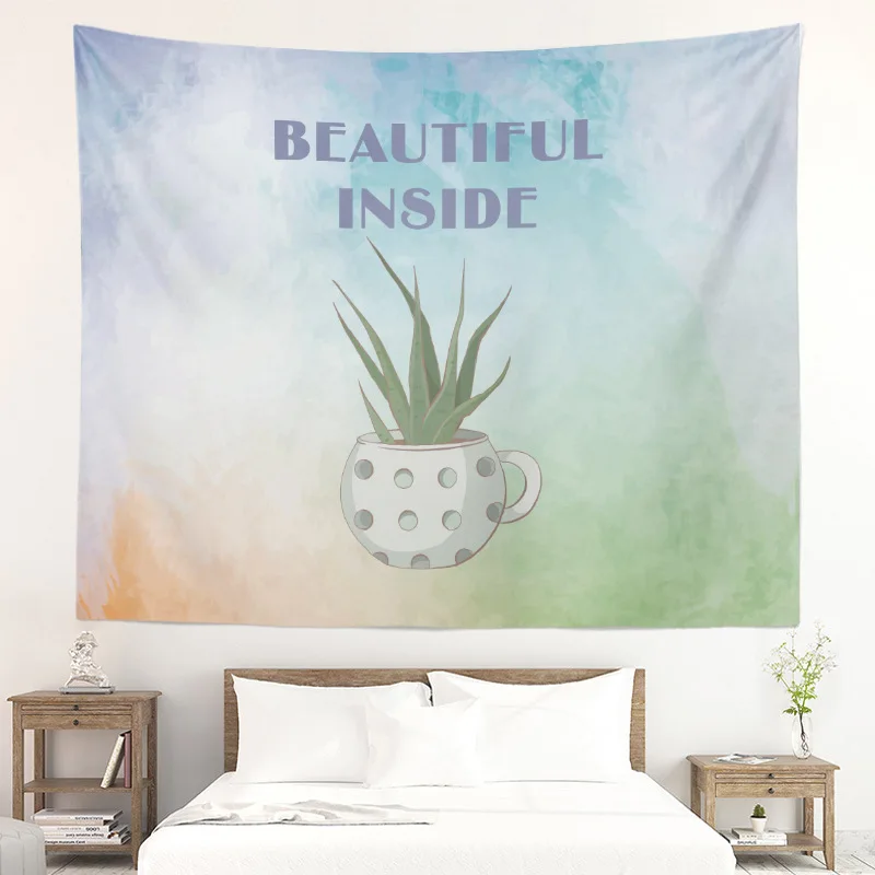 Cross Border a Generation of Fat Watercolor Pink Cartoon Cactus Plant Gift Decoration Tapestry Wall Hangers Beach Towel Shawl