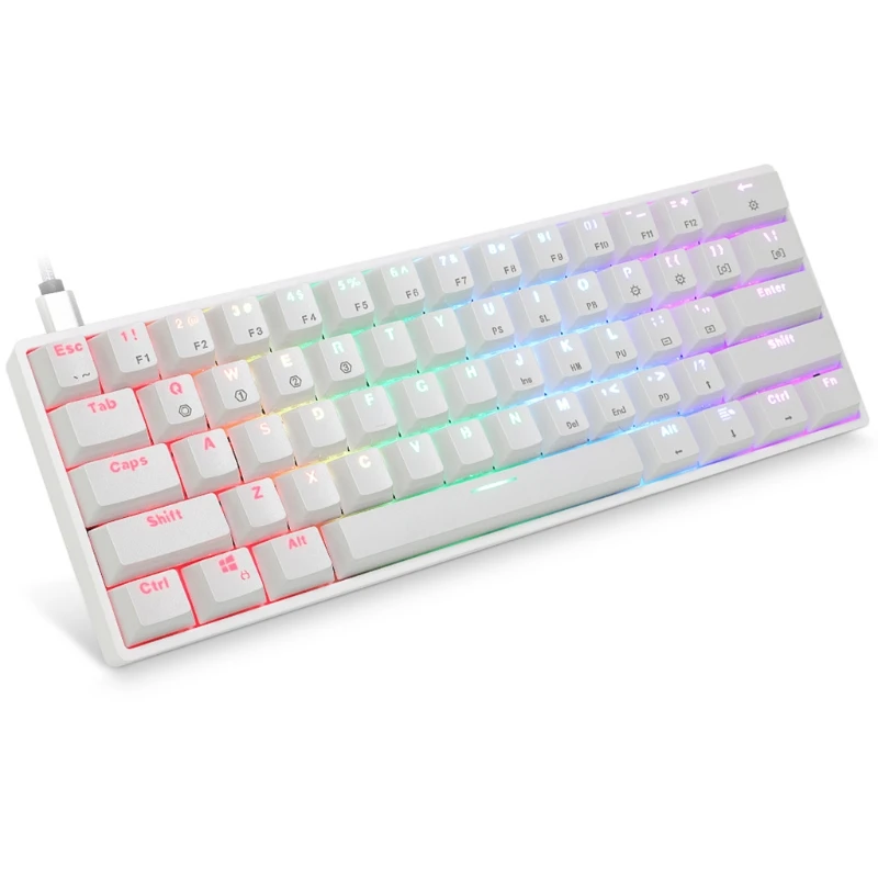 SK61 61 Key Mechanical Keyboard Gateron optical Switches LED RGB Backlit Hot Swappable Wired Gaming Keyboard for Desktop