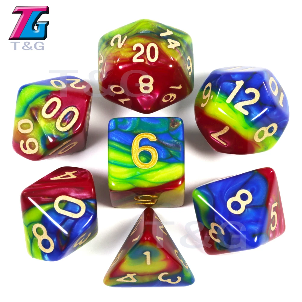 

Colourful Imitation Liquid Oil Painting Dice Set TRPG Games for Dungeons Dragons Opaque D4-D20 Multi Sides Dice BoardGame