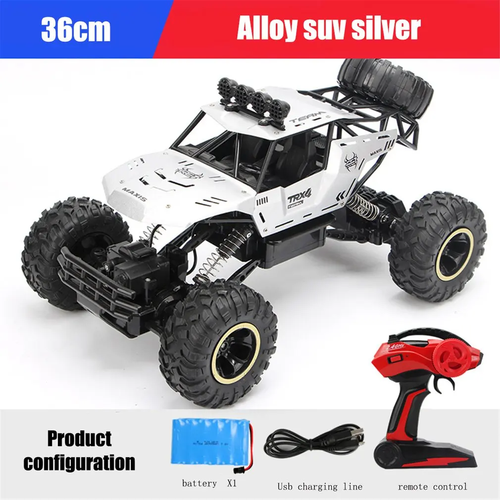 1: 12 RC Rock Crawler 4WD большой размер пульт дистанционного управления внедорожный автомобиль водонепроницаемый монстр грузовик 2,4 ГГц пульт дистанционного управления подарок для детей - Цвет: Silver