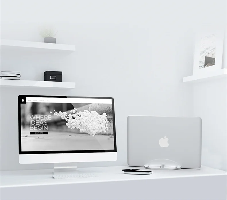 Алюминий вертикальный стенд ноутбука Толщина Регулируемый Настольные ноутбуки держатель возведен обеспечивает экономию места • подставка для ноутбука MacBook Pro/Air