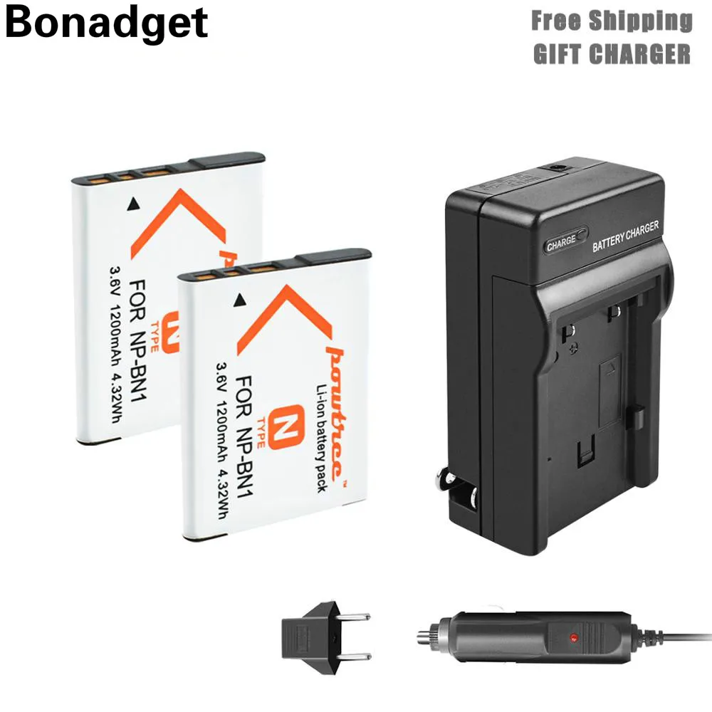 Bonadget 1200 мА/ч NP-BN1 NPBN1 BN1 Батарея + Зарядное устройство автомобильное для SONY DSC TX9 T99 WX5