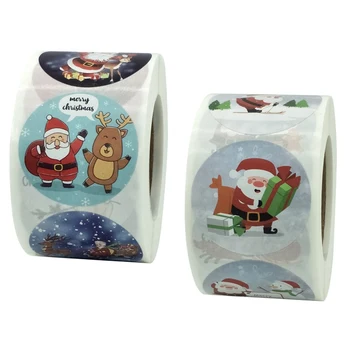 

500 3.8 Cm Roll Stickers Christmas Decoration Round Merry Christmas Box Stickers Thank You Card Package Label Seal Stickers