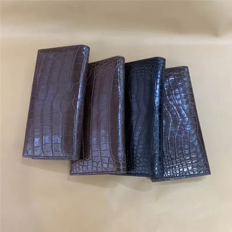 Кошелек из натуральной кожи крокодила для деловых людей длинный двойной кошелек
