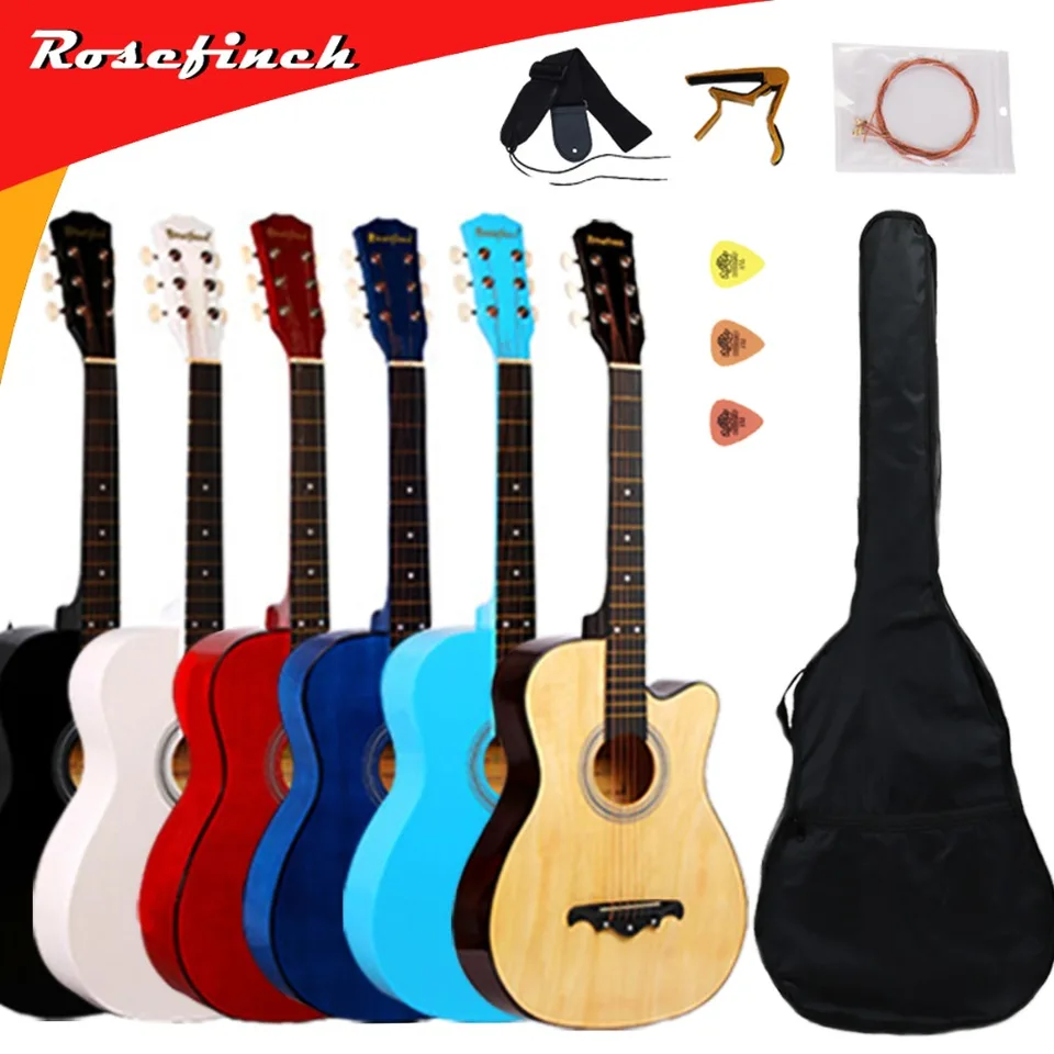 6 String Acoustic Guitar String Sets - 38 41 Inch Acoustic Guitar Folk Guitar For Beginners 6 Strings Basswood With Sets Black White Wood Brown Guitar Agt16 Guitar Aliexpress
