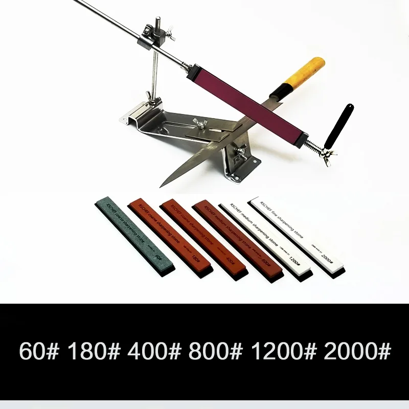 Ruixin профессиональная система заточки ножей, точильный камень, мелкая и крупная Расческа для измельчения 240 600 1000 - Цвет: fixed and 6 stones-A