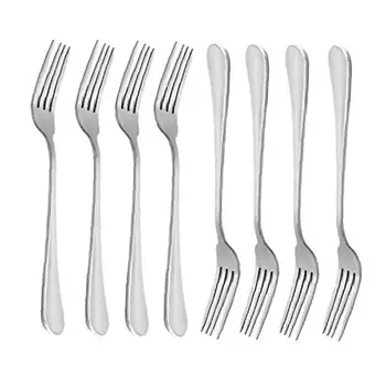 

8 PCS Stainless Steel Dinner Forks 8" Long Handle Comfortable Ergonomic Flatware Utensils for Salad Desserts Appetizers Silver