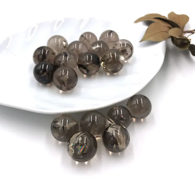 1Pc Természetes Kis Füstös Kvarc Szivárványgömb Kristálygömb Gyógyító Kő Reiki Polírozott Otthoni Szoba Dekoráció Ajándék Fengshui 2-3Cm - Image 5