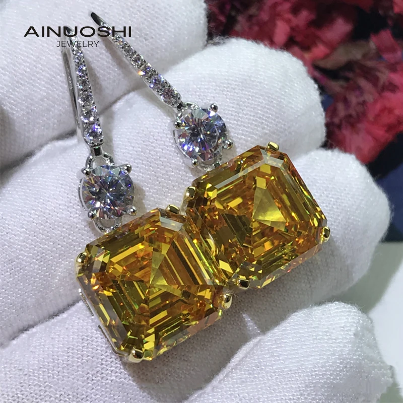 AINUOSHI огранка Ашер 14x14 мм мальчика желтого цвета с искусственными бриллиантами