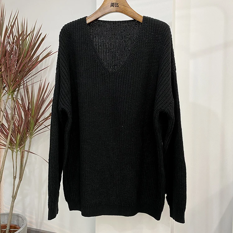 autumn winter men's Pullover thick needle deep V-neck loose sweater oversize Pullover Sweater j6001 black sweater with zipper