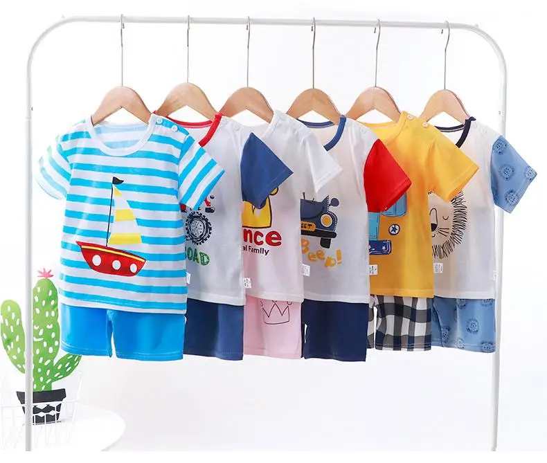 Fashion Boy Clothes Short Sleeve Baby Girl Summer Clothing Set Car Truck T Shirt Suit Casual Cotton Outfit Kid Clothes baby knitted clothing set