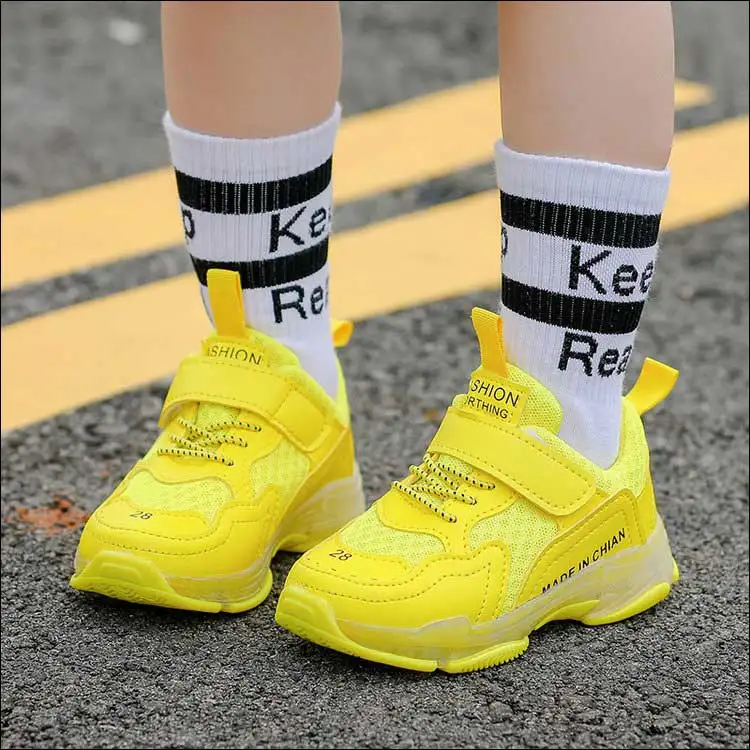 Осенняя детская спортивная обувь для мальчиков дышащие кроссовки для бега детская обувь для путешествий желтый оранжевый зеленый#12
