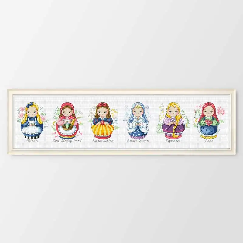 

Fishxx Printed on Canvas DMC Counted Chinese Cross Stitch Kits set Embroidery Needlework National beauty dolls