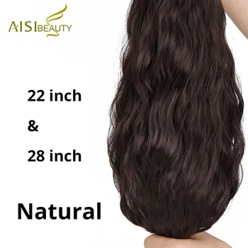 AISI BEAUTY Long Clips in Hair Extension Synthetic Natural Hair Water Wave Blonde Black Brown Red 22 4