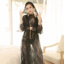 Женские кружевные сексуальные пижамы, банные халаты, весенние и летние комплекты нижнего белья, халаты, пижамы, прозрачное нижнее белье, женские халаты