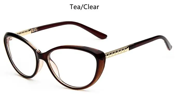 tea clear Сексуальная черная оправа для очков в стиле кошачьи глаза Женские винтажные Ретро прозрачные очки Оптические очки без рецепта Женские оправы - Цвет оправы: tea clear