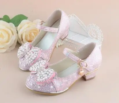 Новинка; детские сандалии принцессы с бисером; детская Свадебная обувь с цветами; модельные туфли на высоком каблуке; обувь для вечеринок для девочек; цвет розовый, серебристый, фиолетовый - Цвет: 13