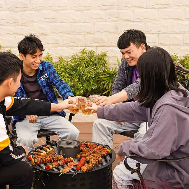 Multifunkciós Máglya-Medence Téli Fűtés Kültéri Udvar Faszén Tűz Pit Kerti Háztartási Grill Állvány Forró - Image 3