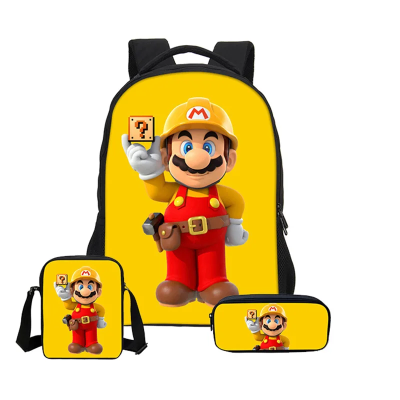 Супер Марио Usb зарядка ранец дети мальчики девочки школьный модный Сюрприз подарок рюкзак подростковый студенческий рюкзак 3 шт./компл