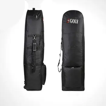 

Portable Padded Golf Bag Durable Travel Cover Case With Wheels Nylon Construction Carrying Coverall Sporting Equipment