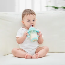 Baby Show biberón de alimentación de 180ML y 280ML para niños, botella de bebida multifuncional de silicona suave, taza de pajita